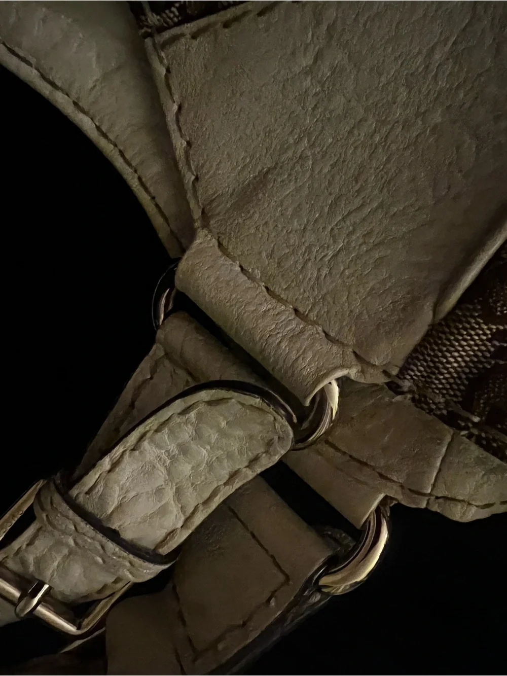 Gucci Beige GG Canvas and White Leather Hobo Bag